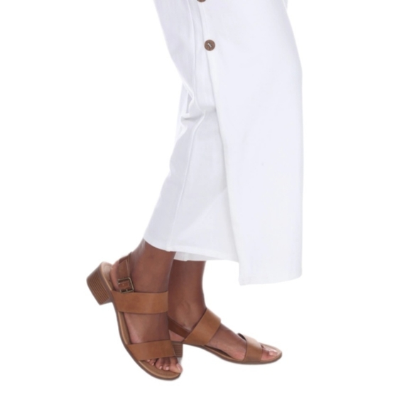 NWOT NEON BUDDA "IDEAL" ANKLE PANTS Side Buttons Size M White - Picture 3 of 8